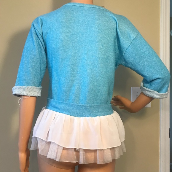 Knit Works Blue with White Ruffles Blouse - Picture 2 of 2